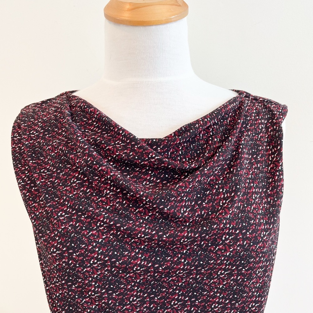 Ann Taylor Drape Neck Print Sleeveless Dress Petite Size 10 - Picture 4 of 9